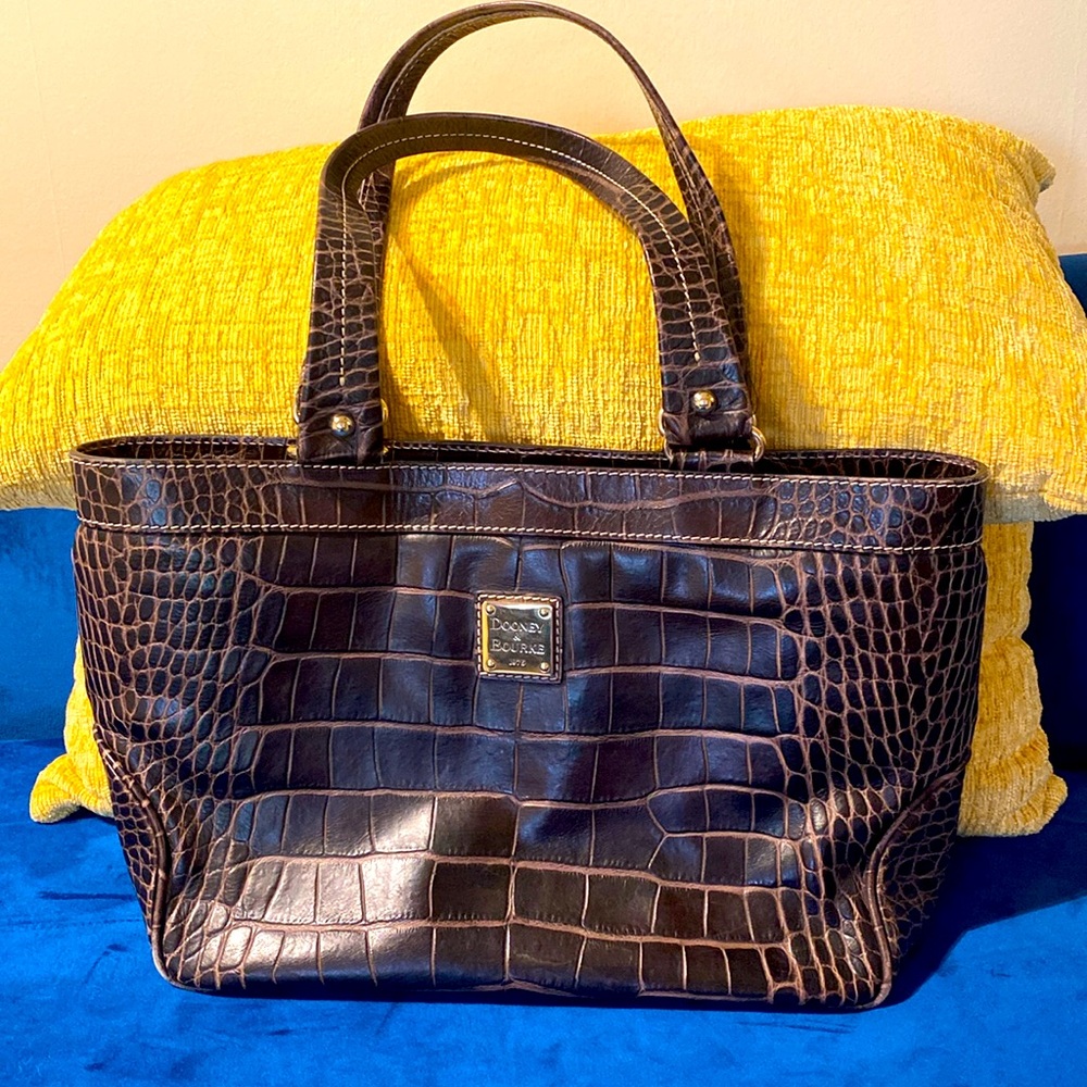 Dooney and Bourke Vintage Brown T Moro Croco Fina Tote
